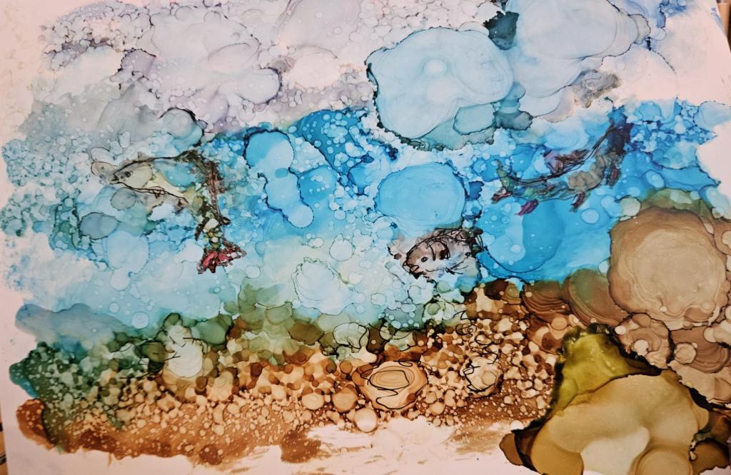 Alcohol Ink on yupo paper 9" x 12" 2024
