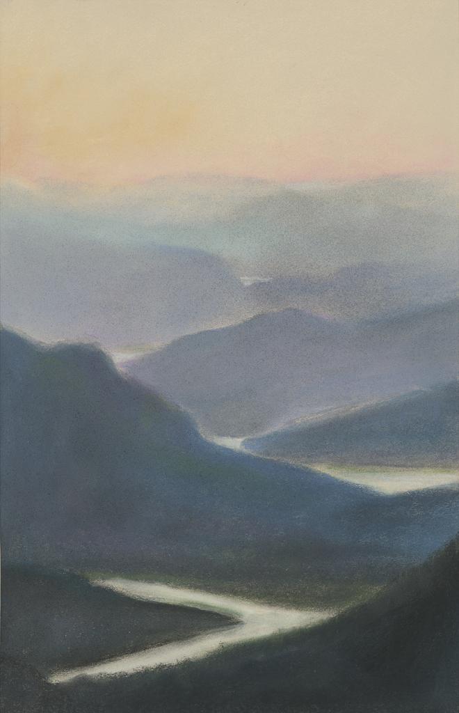 Pastel on pastel paper 14" x 22"   near the Humber River, Newfoundland 2020