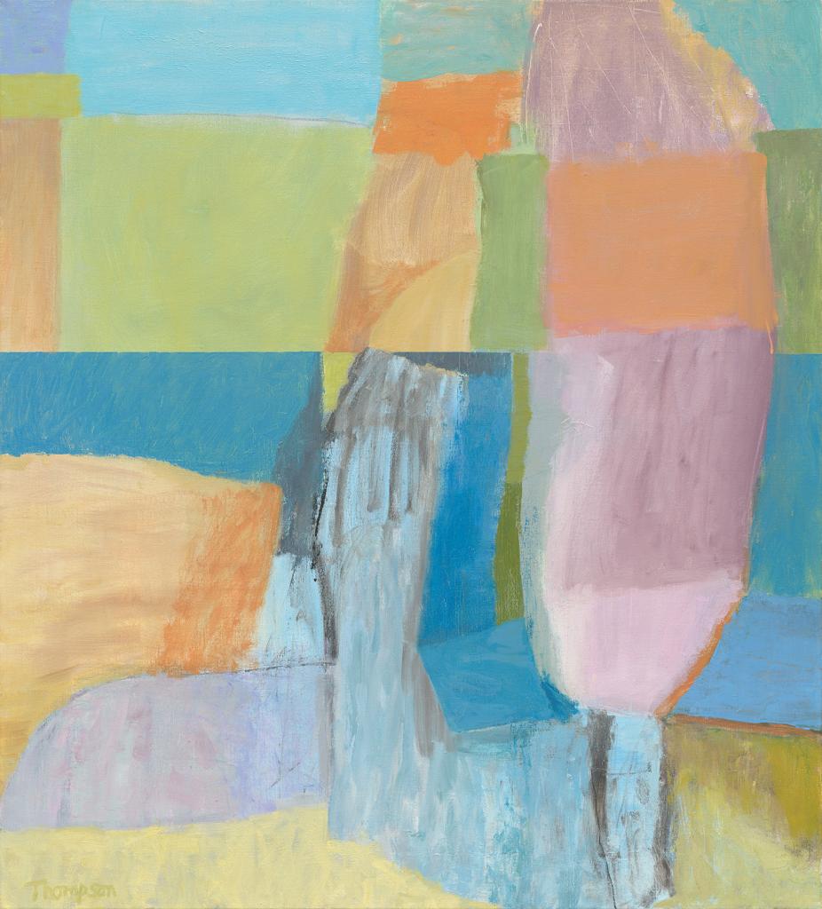 A 42 x 38 in oil painting, one of a series of abstract landscapes.