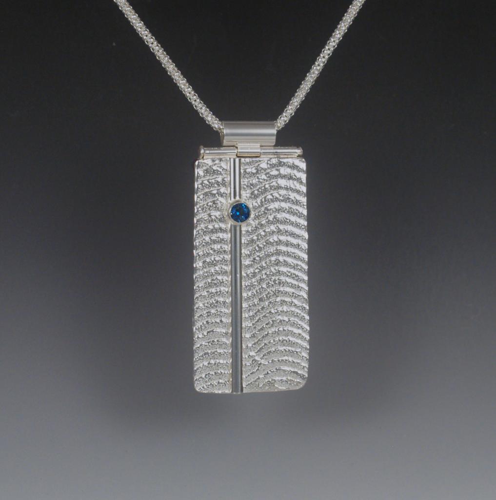 Cuttlebone cast silver rectangle necklace