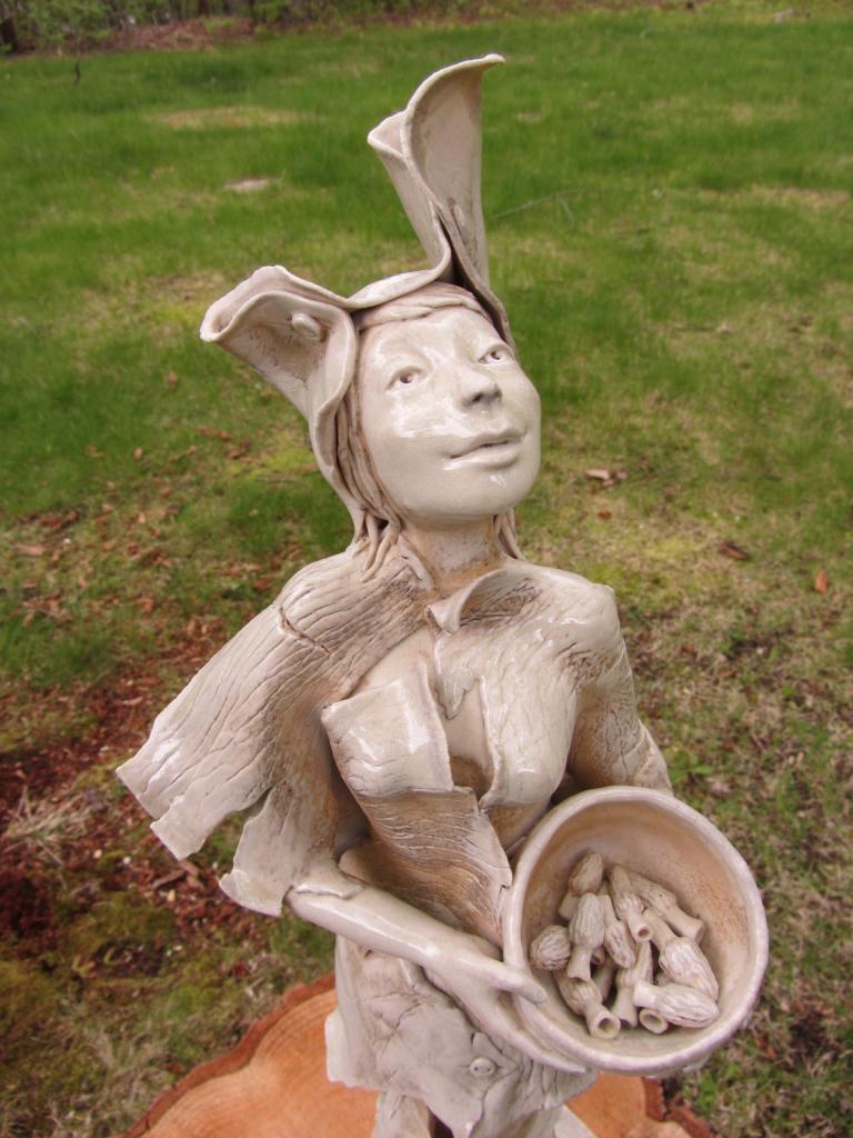 Porcelain figure, Anagama kiln fired with cherry wood.