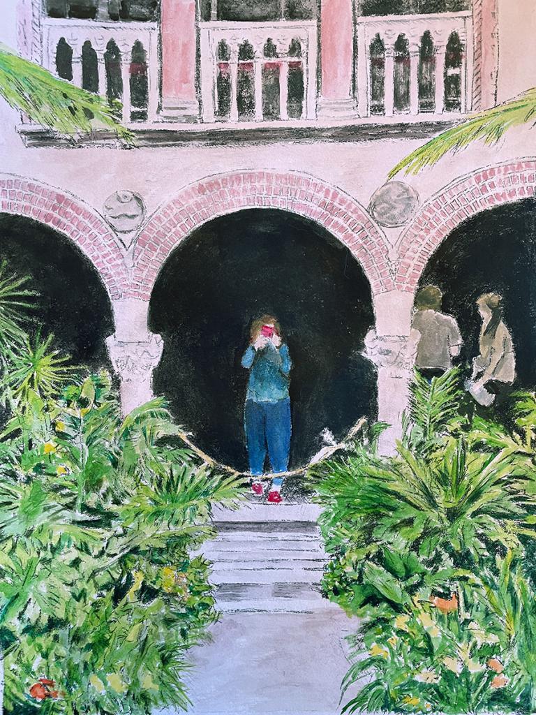 Drypoint print & colored ink