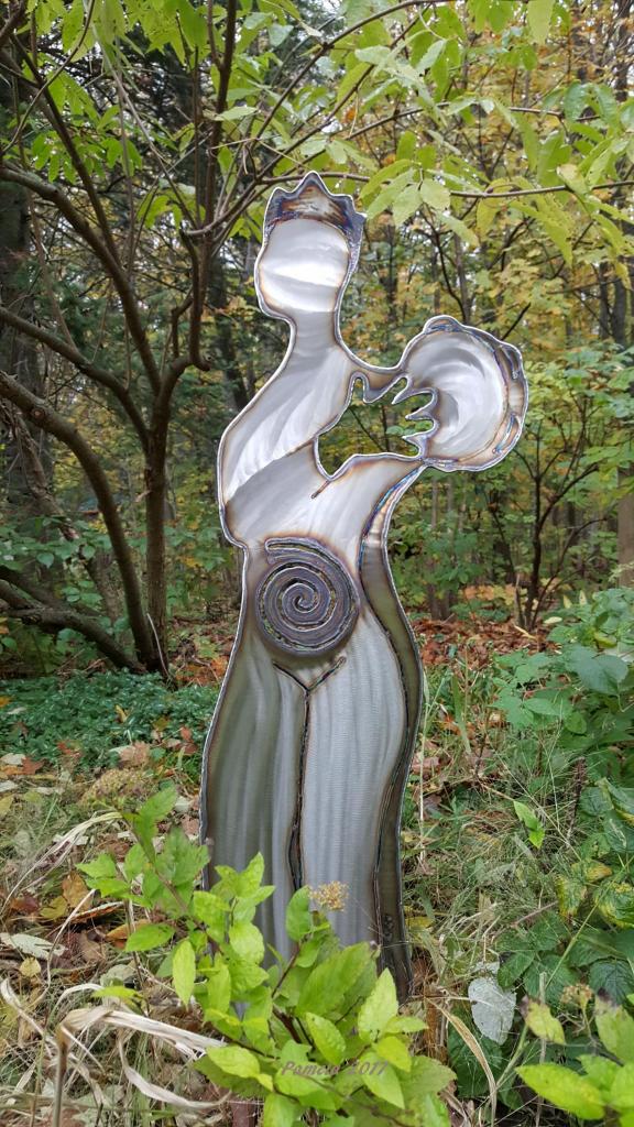 Stainless steel 3 ft tall abstract figure sculpture