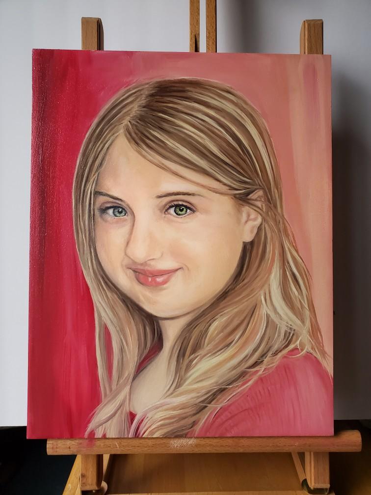 Custom realistic oil portrait on hardwood panel