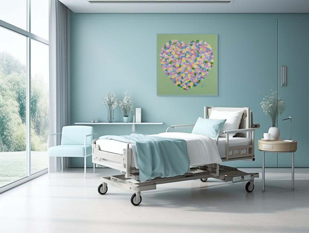 Evidence-based design floral heart in hospital room