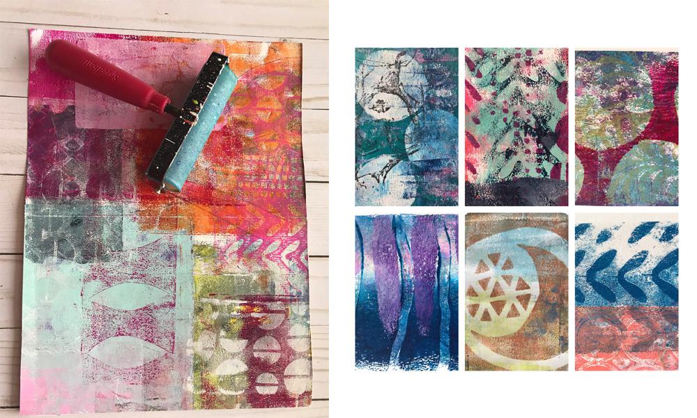 Mono Printing with Gelli Plates / Stencils and Stamps, Tree House