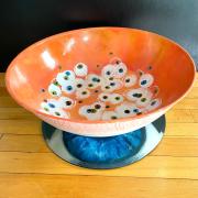 In the 2021 juried show “Everyday Objects” at the Glen Arbor Arts Center. 16”x16”x8”. Rustoleum on metal bowl. 